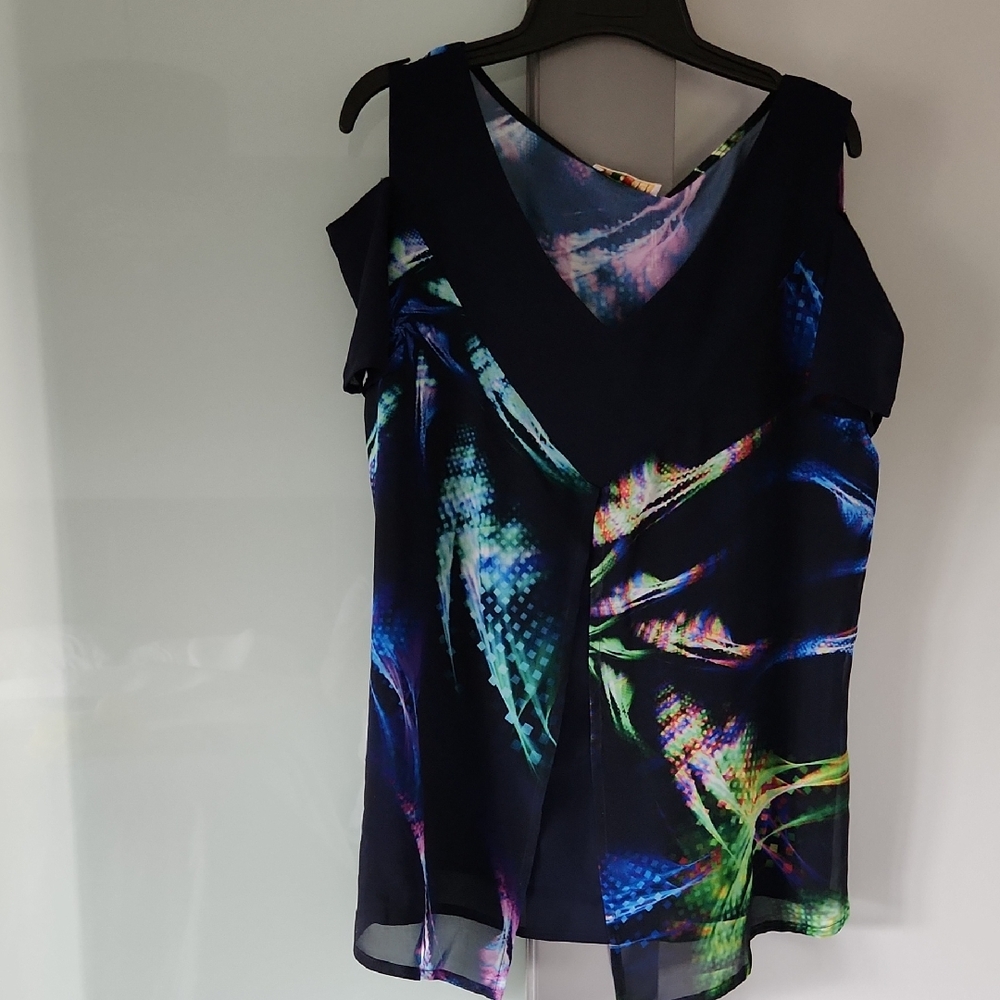 NWT Made in Italy women's size 46 cold shoulder chiffon blouse